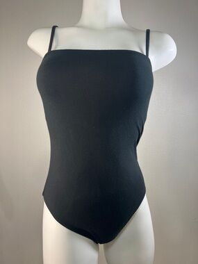 Victoria's Secret SportBlack Square Neck Spaghetti Strap Bodysuit SMALL